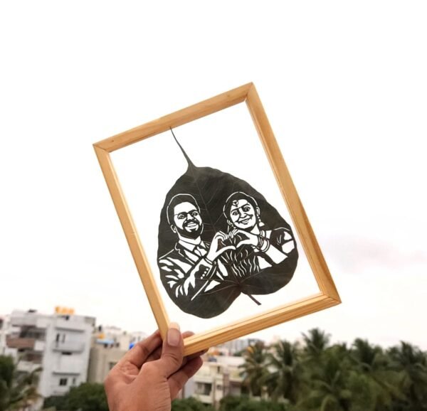 Personalised Leaf Art for couples ( table top  Frame )