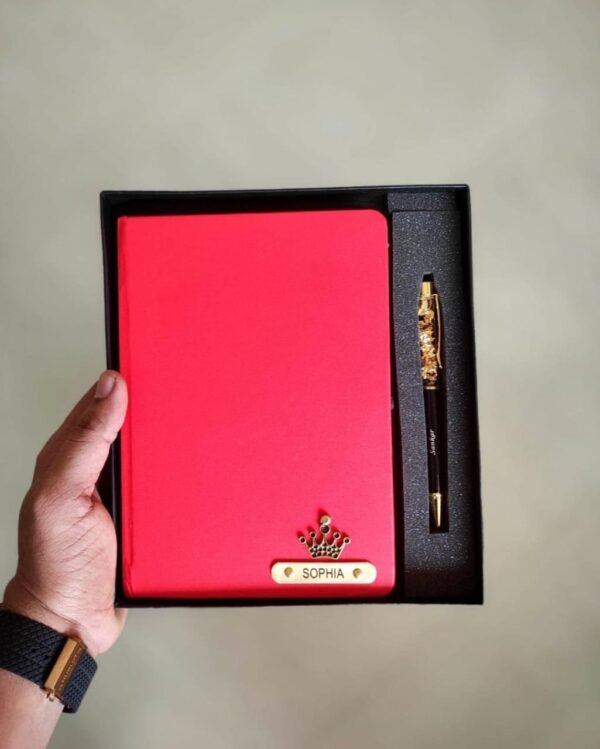 Customised Diary With Gold flake pen